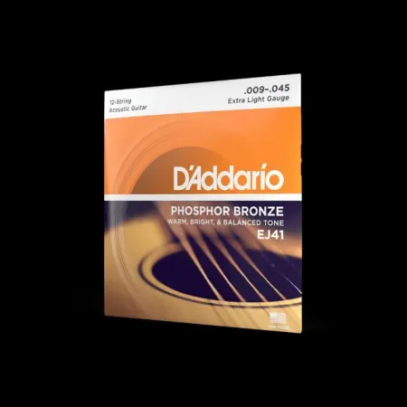 Daddario Ej41 Juego Acustica 12 Cuerdas 9-45 Phosphor